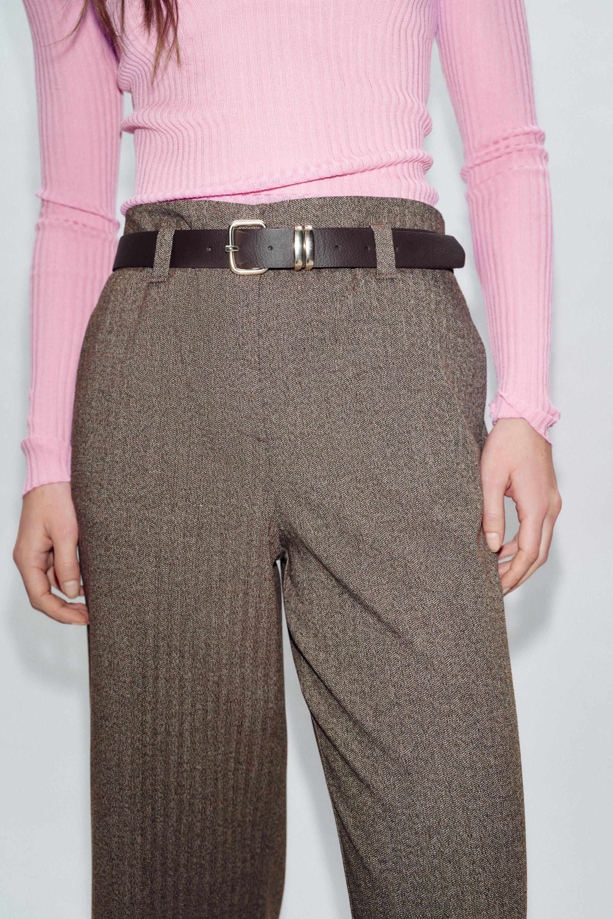 PANTALON À CHEVRONS AVEC CEINTURE